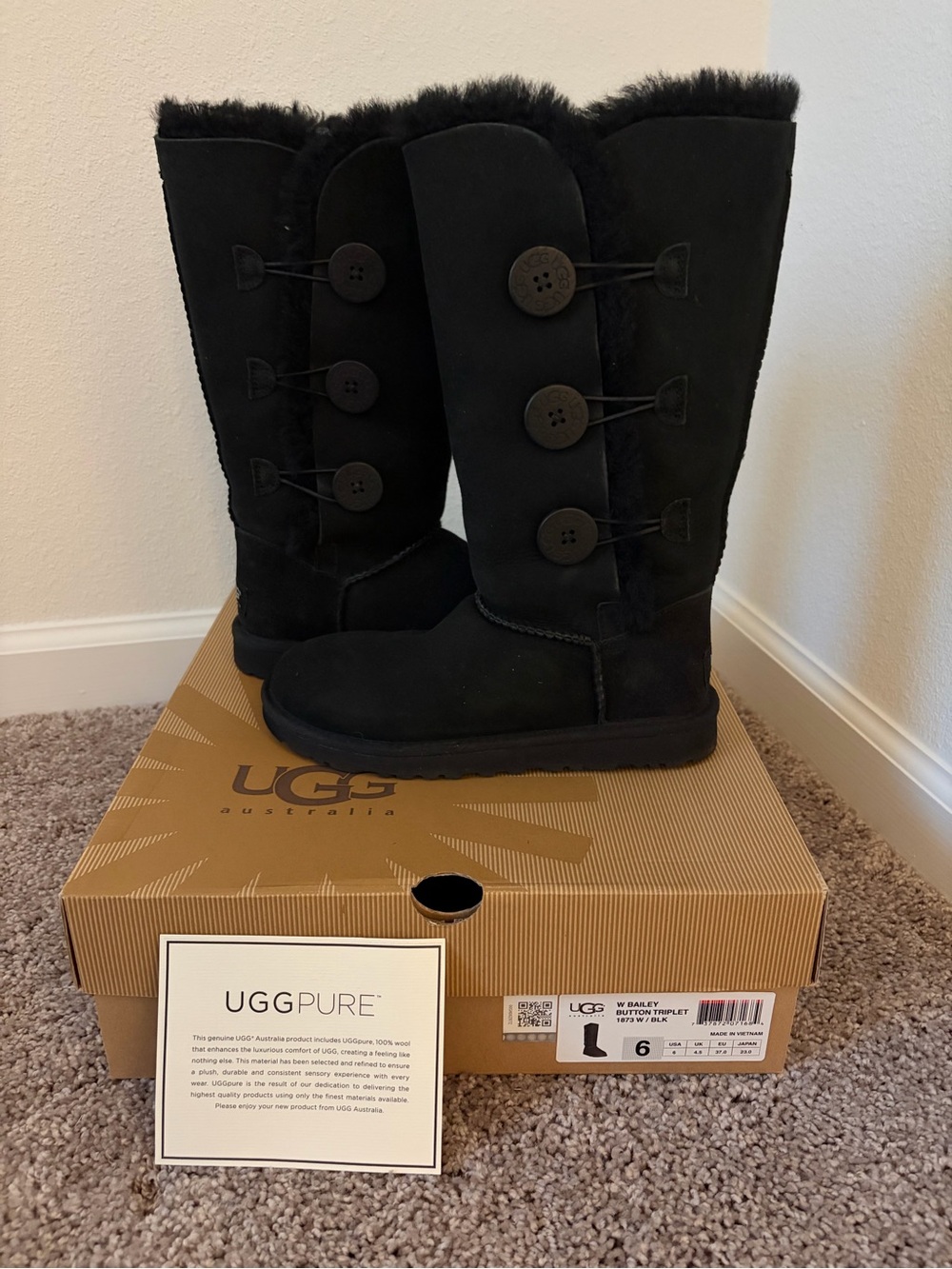UGG Bailey Button Triplet Tall Boot - Black